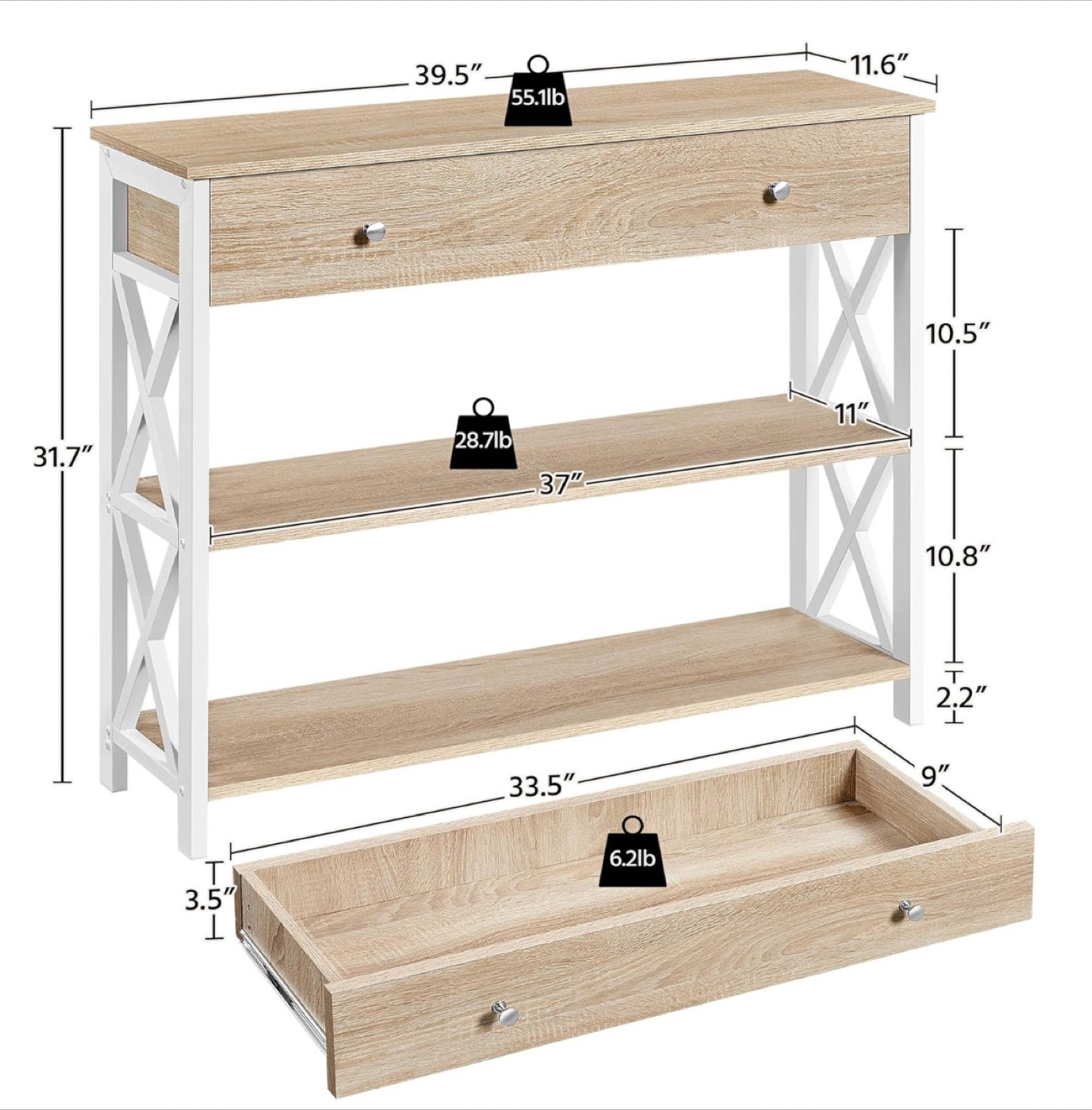 Modern Farmhouse Console Table with Storage - photo 4