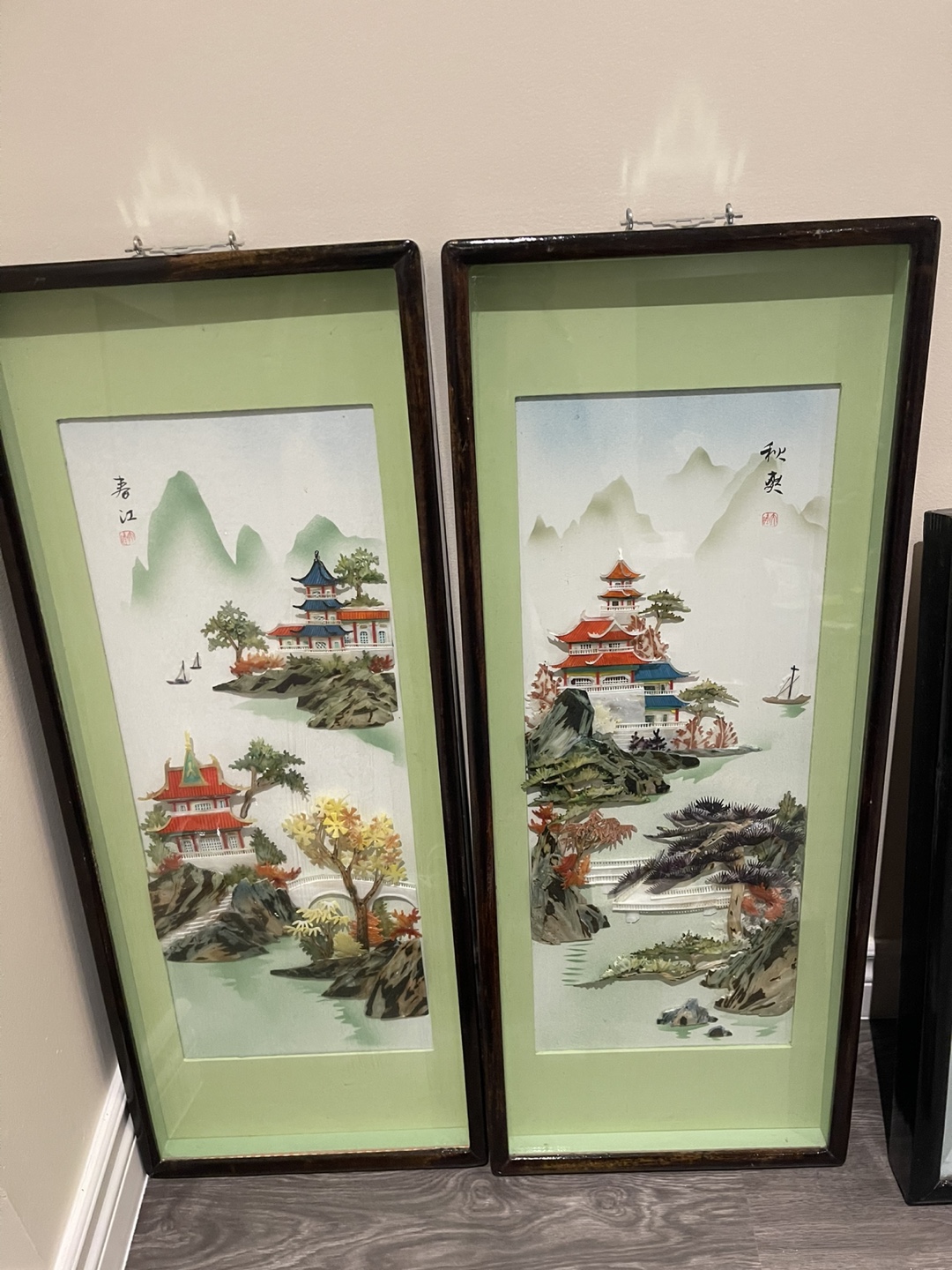 Three Vintage Asian-themed Wall Decor Pieces