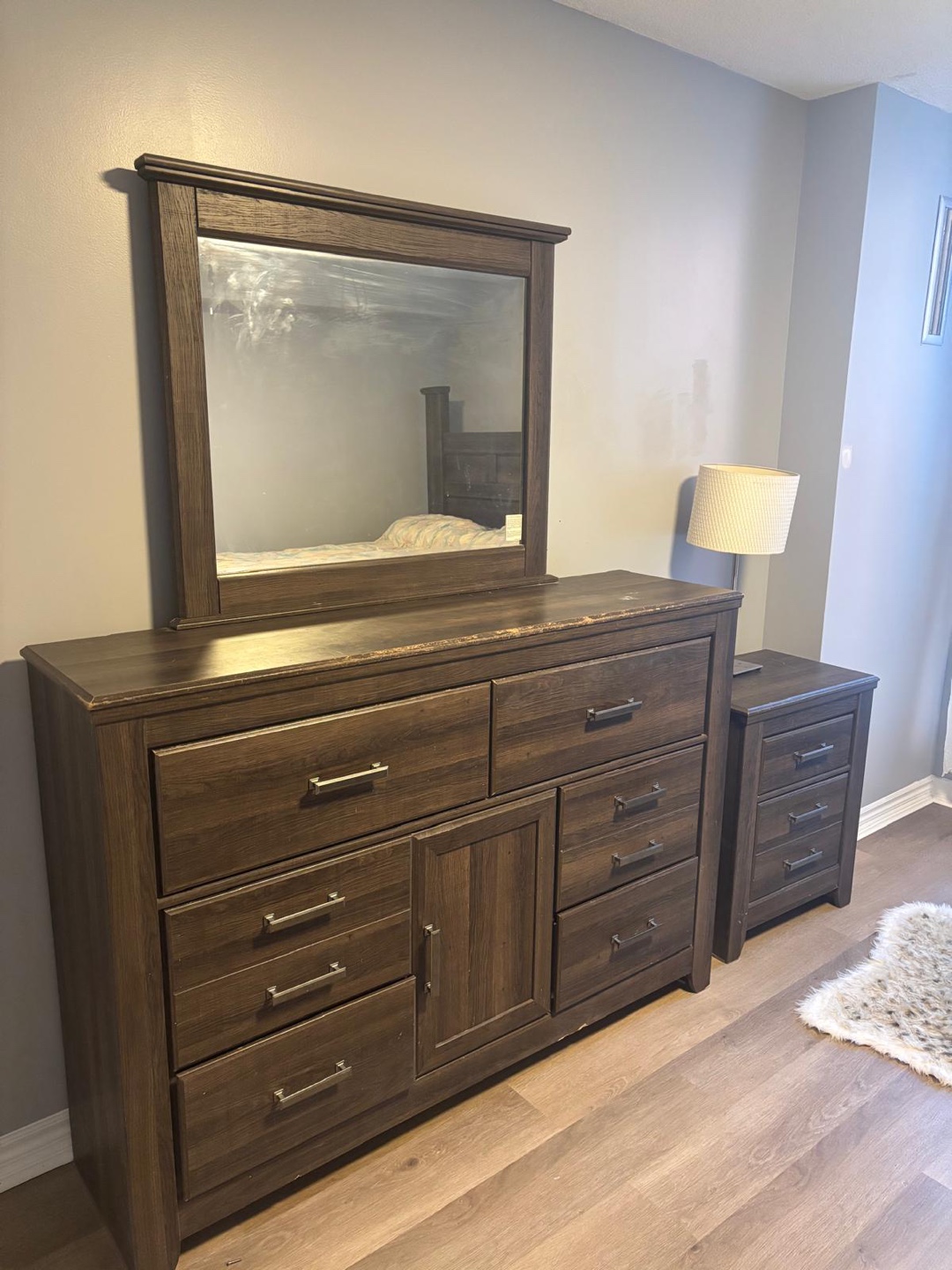 Queen Bedroom Set - Dark Brown Wood