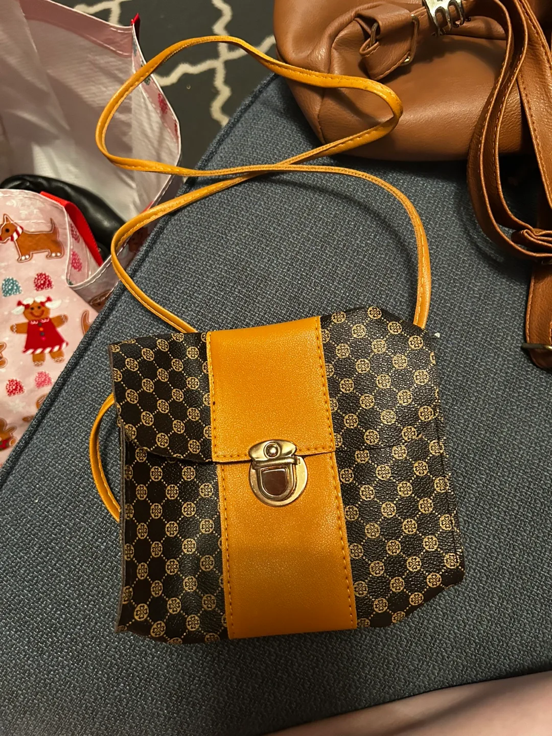 Small Mustard Yellow and Black Crossbody Bag #freecycle thumbnail