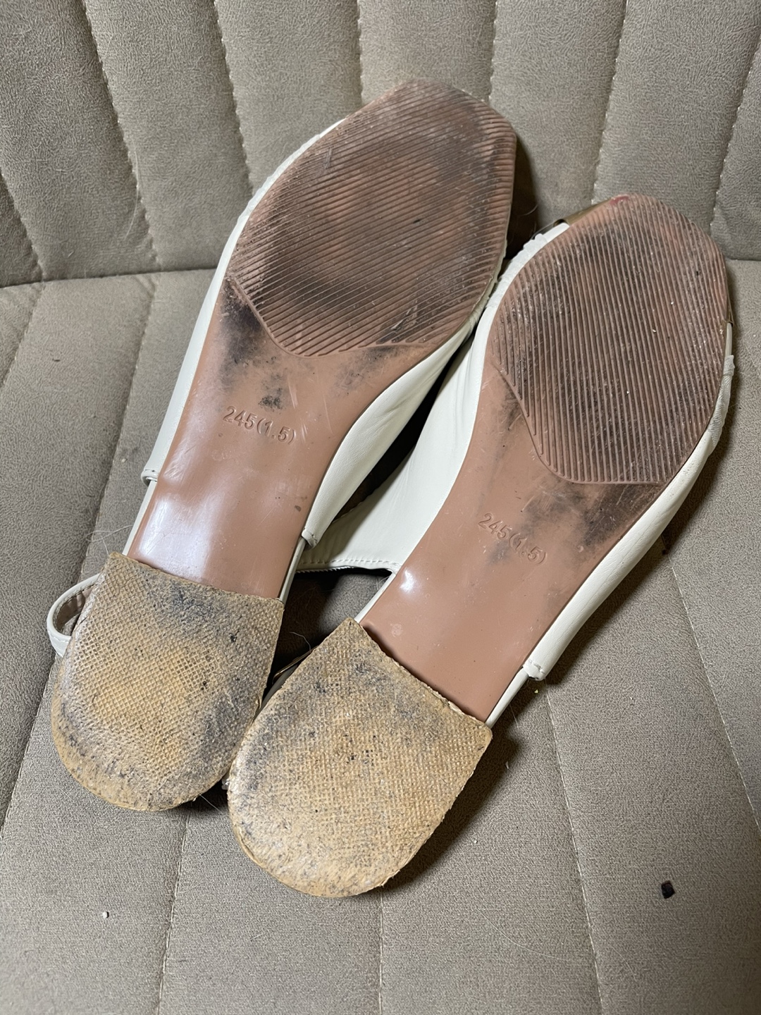 Women's White Slingback Flats with Gold Toe Cap - photo 5