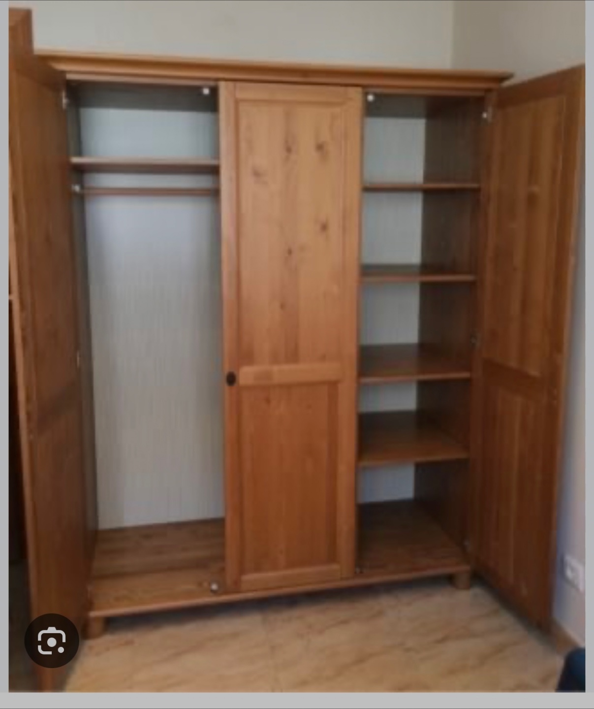 LEKSVIK 3-door pine armoire/wardrobe