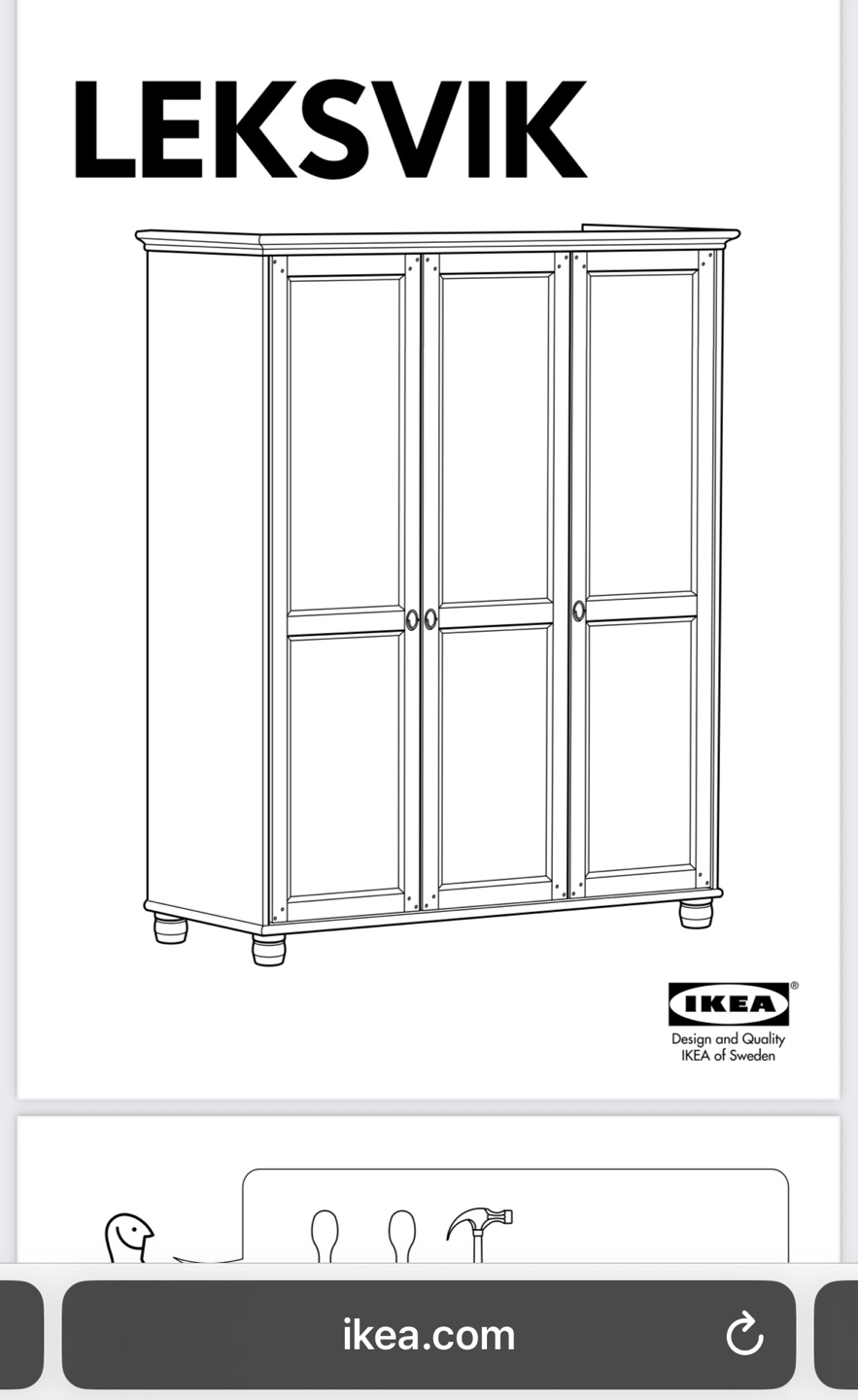 LEKSVIK 3-door pine armoire/wardrobe - photo 5