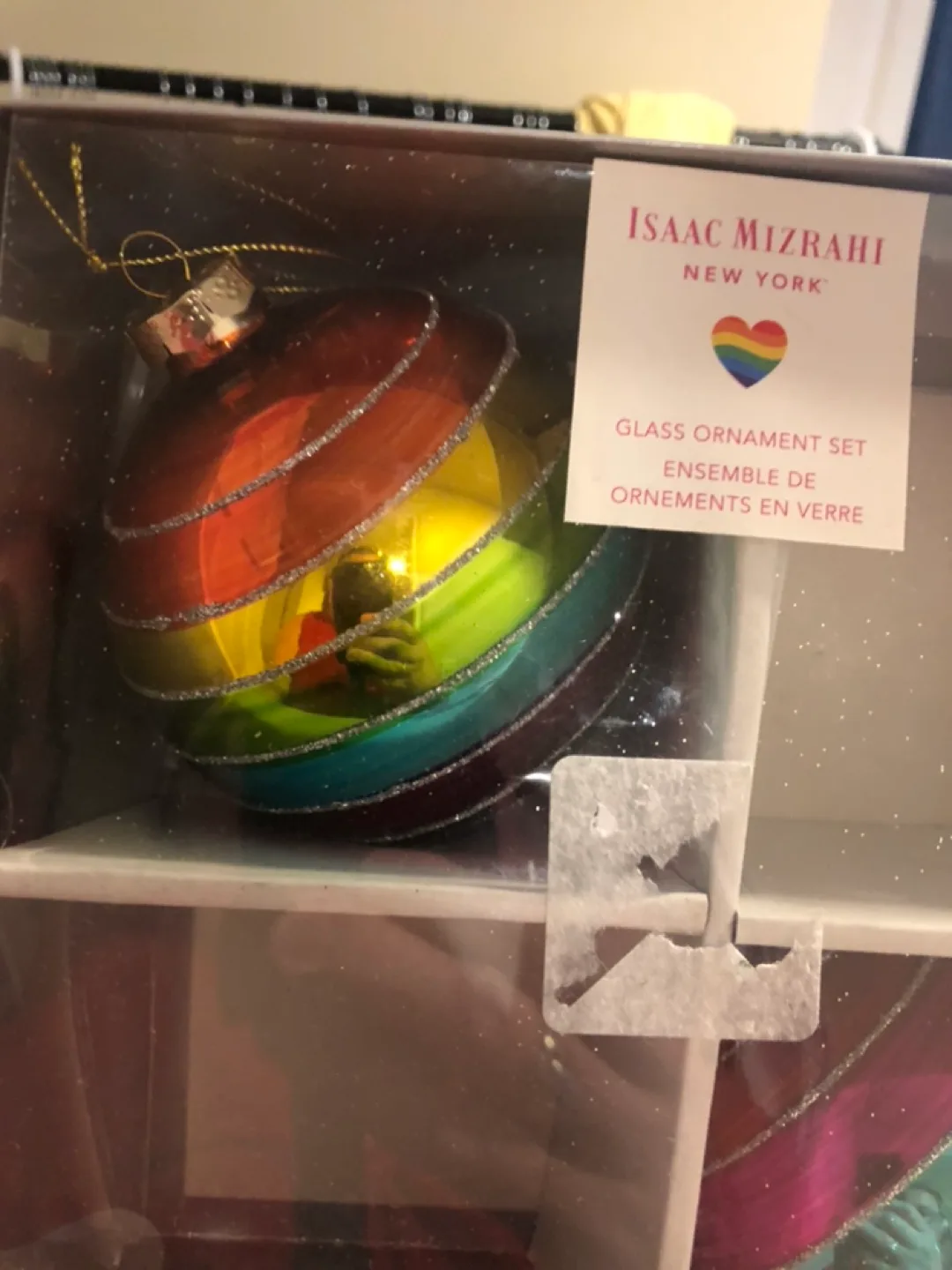 Isaac Mizrahi New York Rainbow Glass Ornaments 🏳️‍⚧️🏳️‍🌈 thumbnail