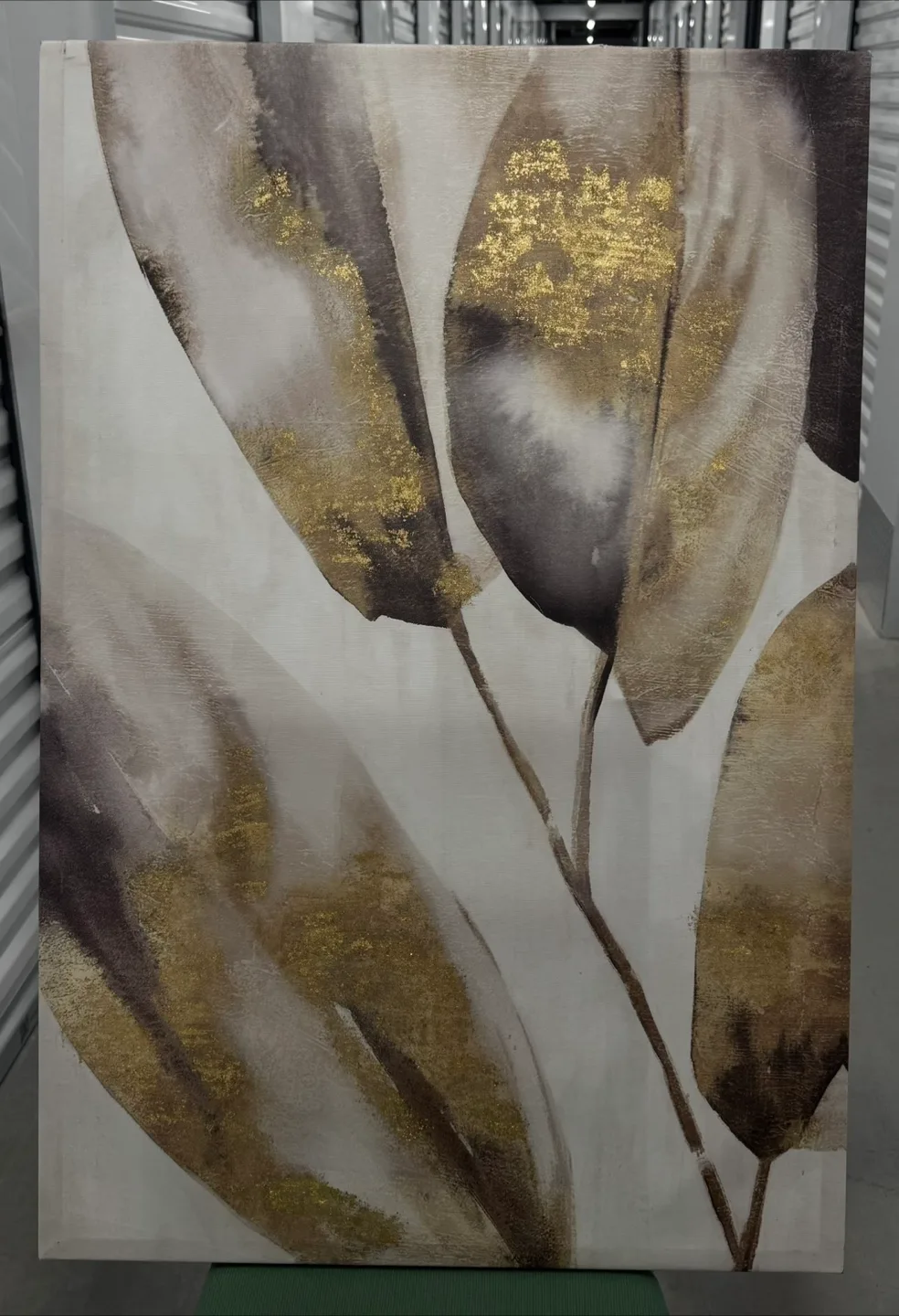 Gold and Grey Leaf Canvas Wall Art thumbnail