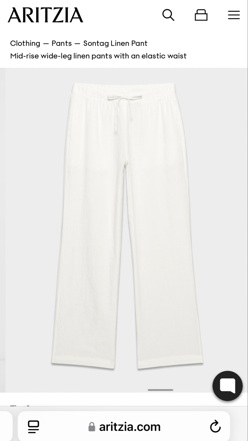 Aritzia Sontag Linen Pant - White