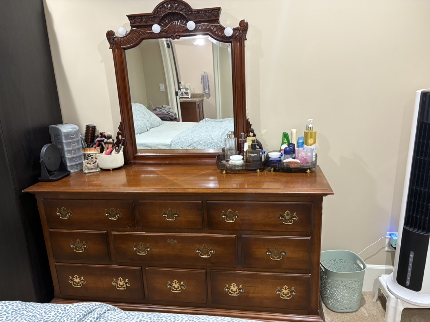 Wooden Dresser with Mirror