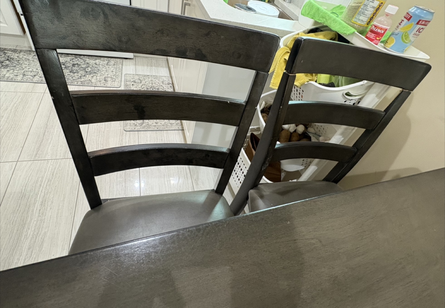 Dark brown kitchen table and four chairs - photo 3