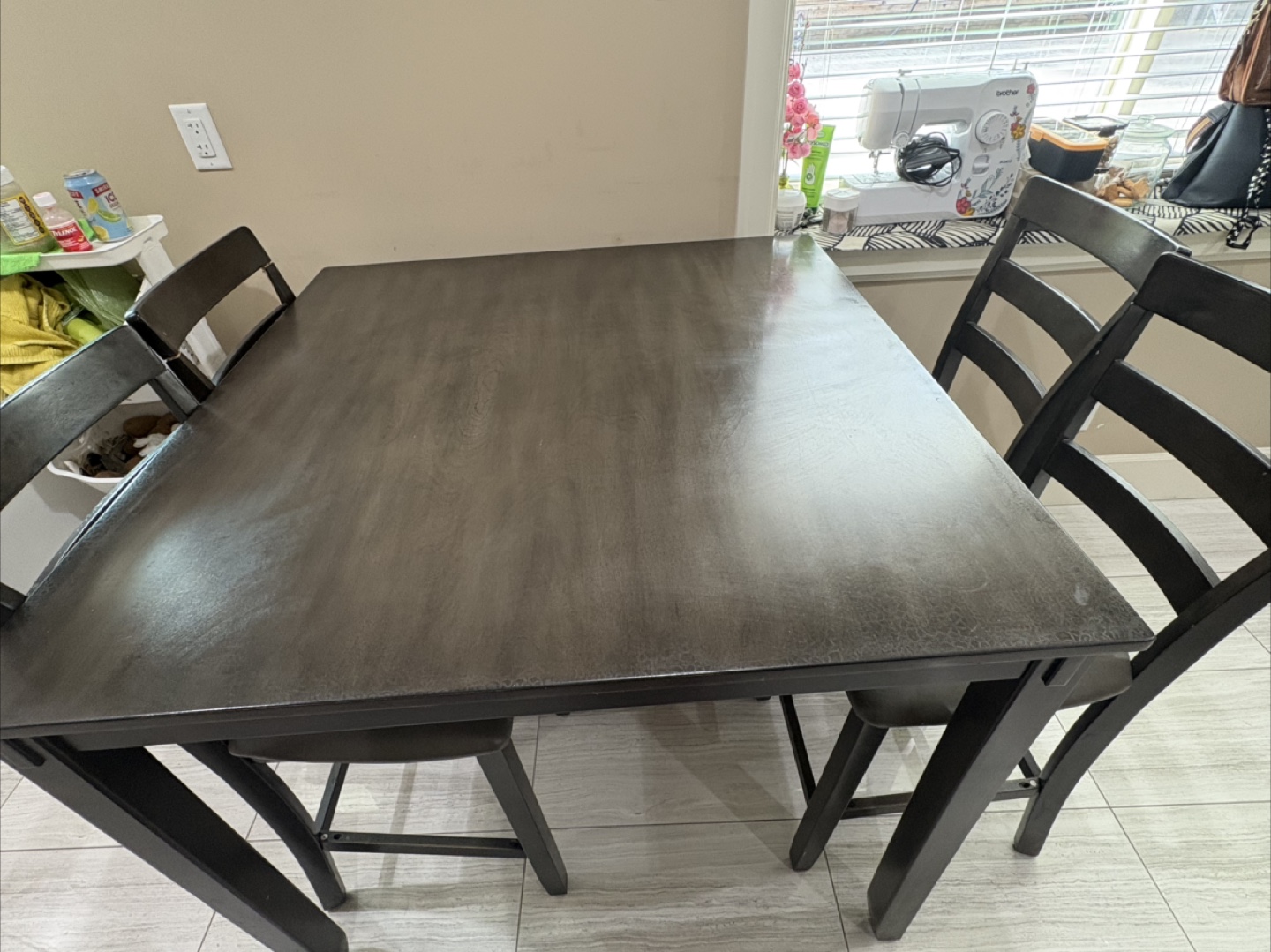Dark brown kitchen table and four chairs - photo 2