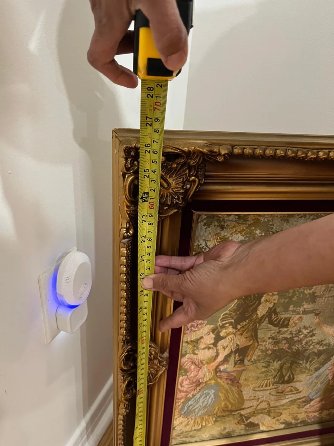 Large Antique-Style Tapestry Wall Hanging in Ornate Gold Frame image indicator(6)