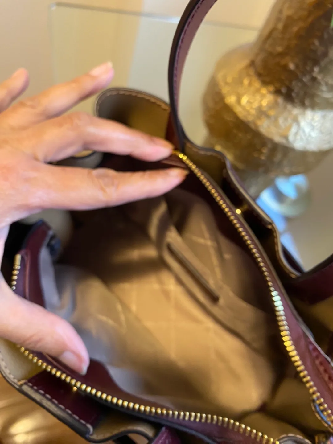 Michael Kors Burgundy Pebbled Leather Handbag image indicator(4)