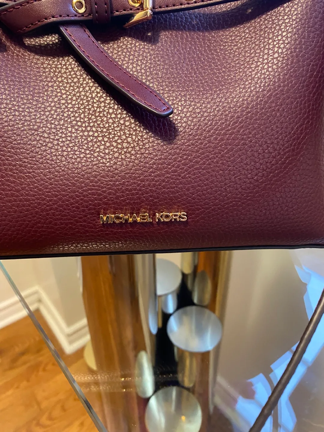 Michael Kors Burgundy Pebbled Leather Handbag image indicator(2)