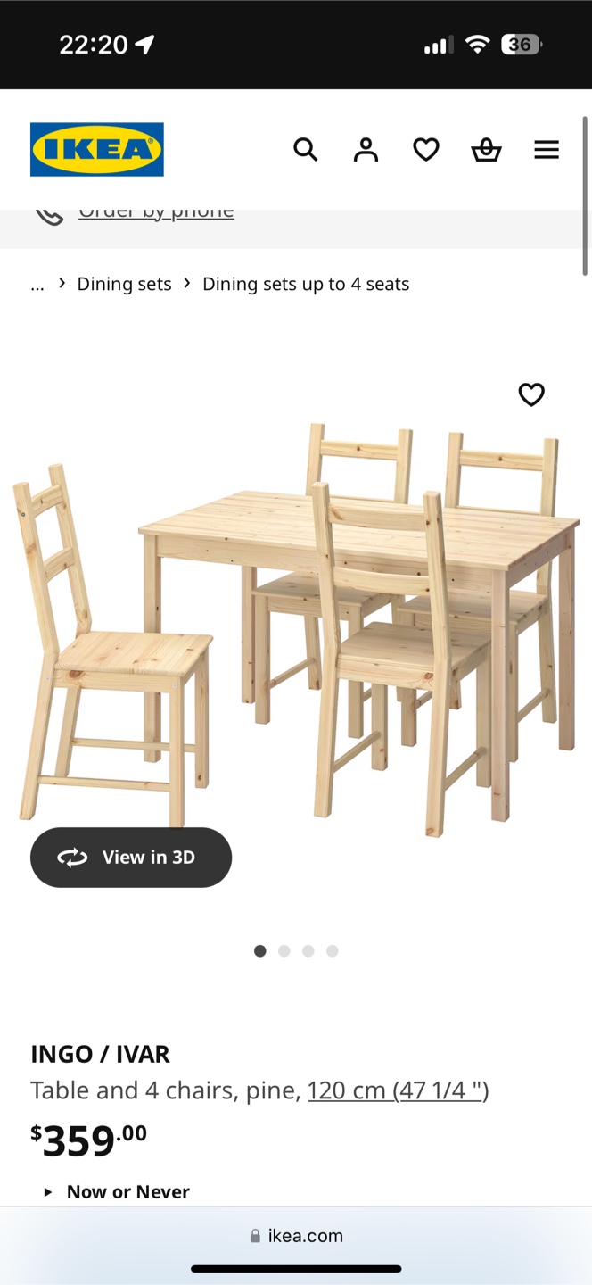 IKEA INGO/IVAR Pine Dining Set - Table and 4 Chairs
