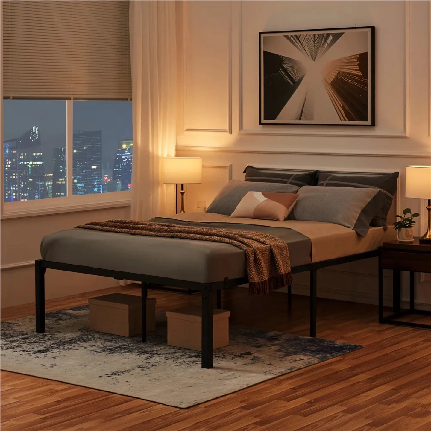 Queen Size Metal Bed Frame - Heavy Duty thumbnail