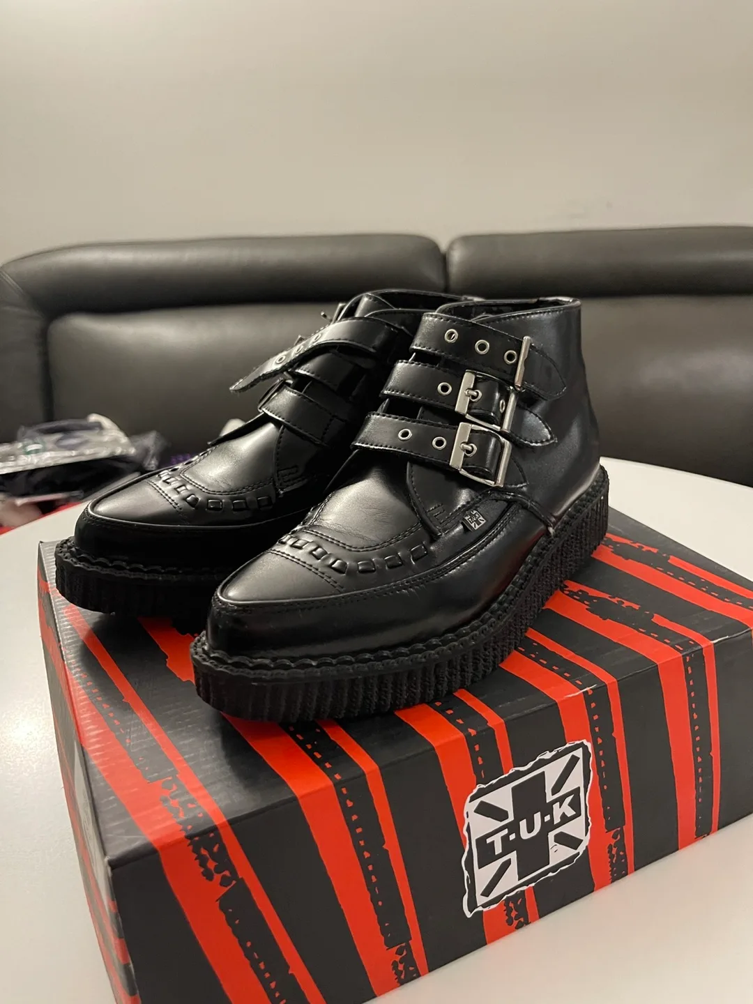 T.U.K. Women's Black Buckle Boots - Size 6 thumbnail