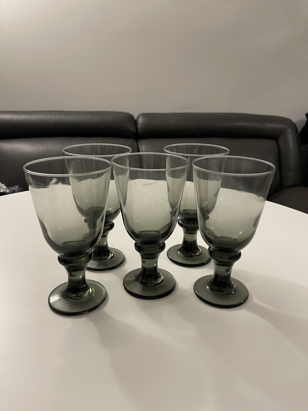 Set of 5 Smoked Grey Wine Glasses