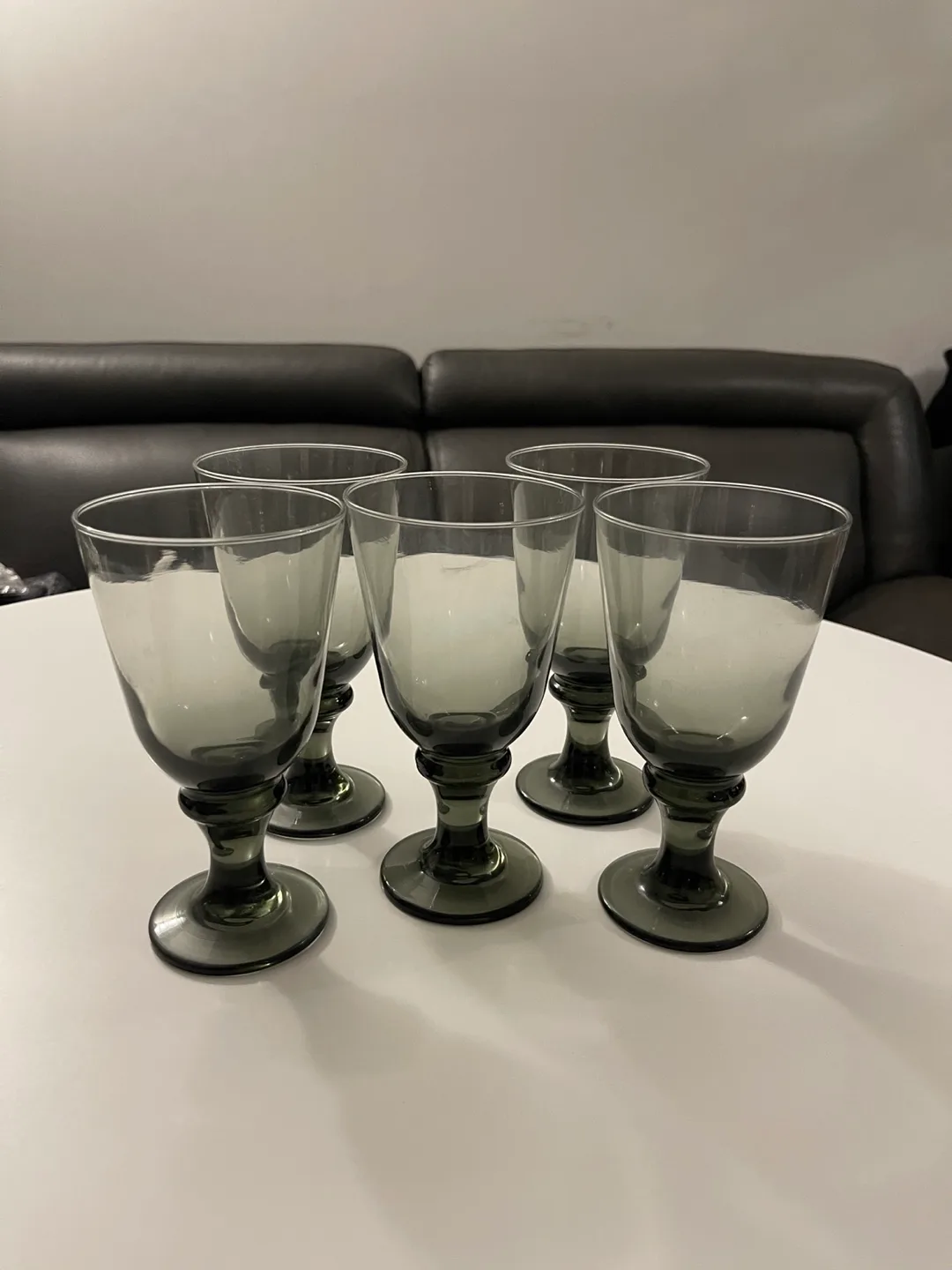 Set of 5 Smoked Grey Wine Glasses thumbnail