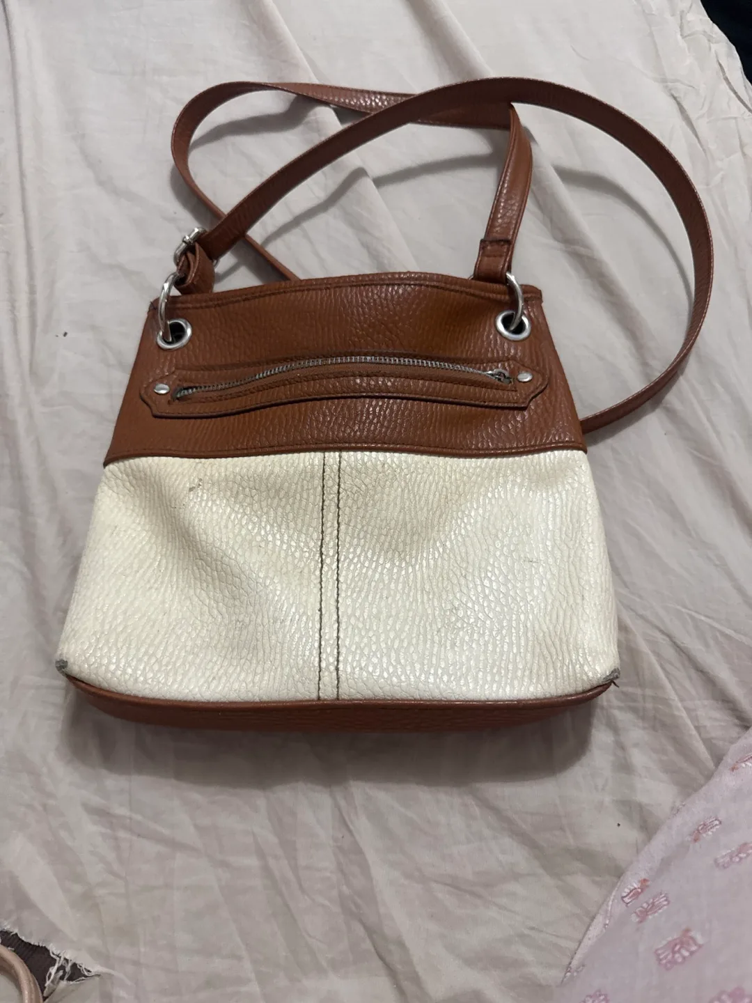 Brown and Cream Two-Tone Crossbody Bag thumbnail