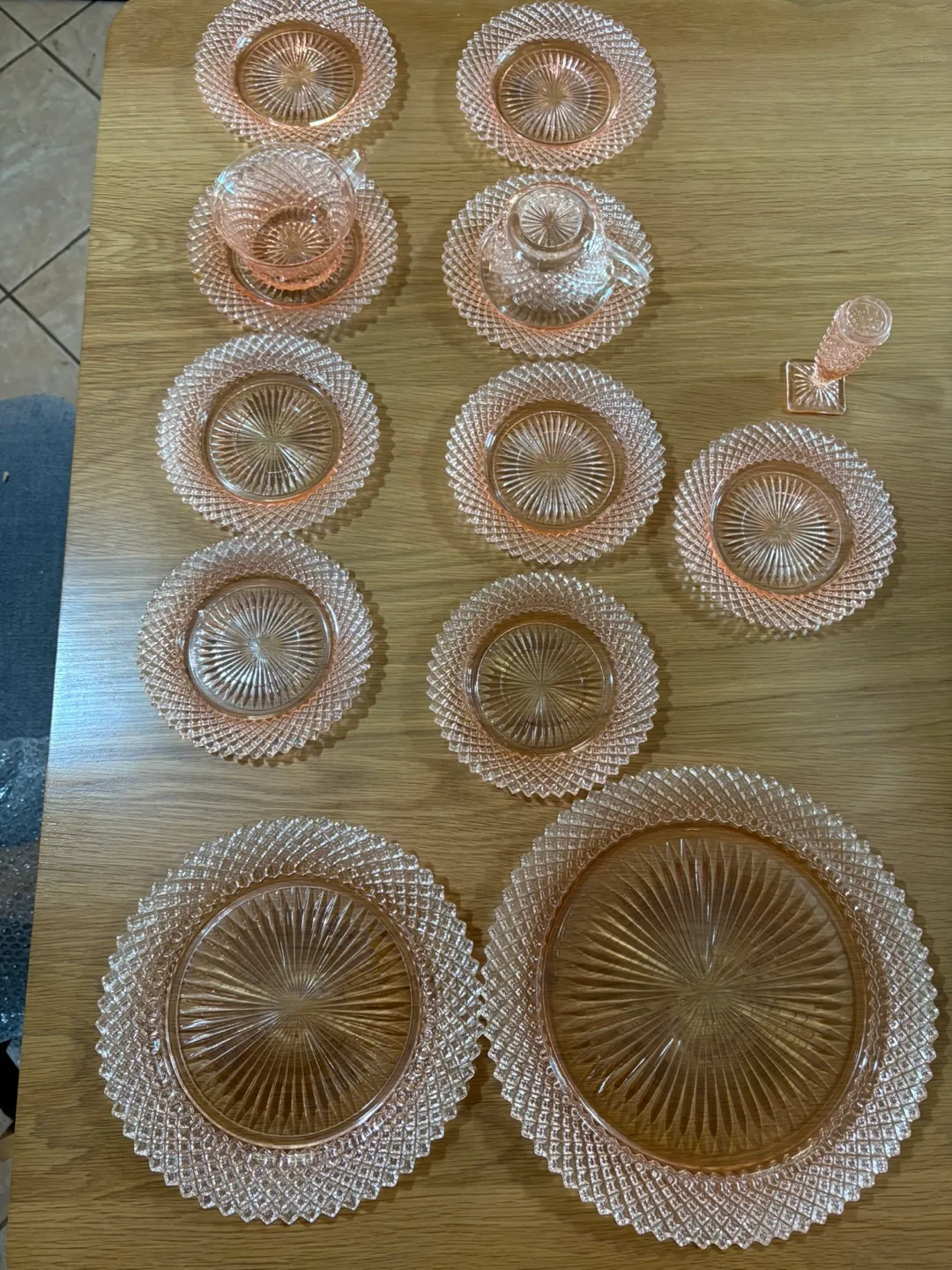 Vintage Pink Depression Glass Tea Set thumbnail
