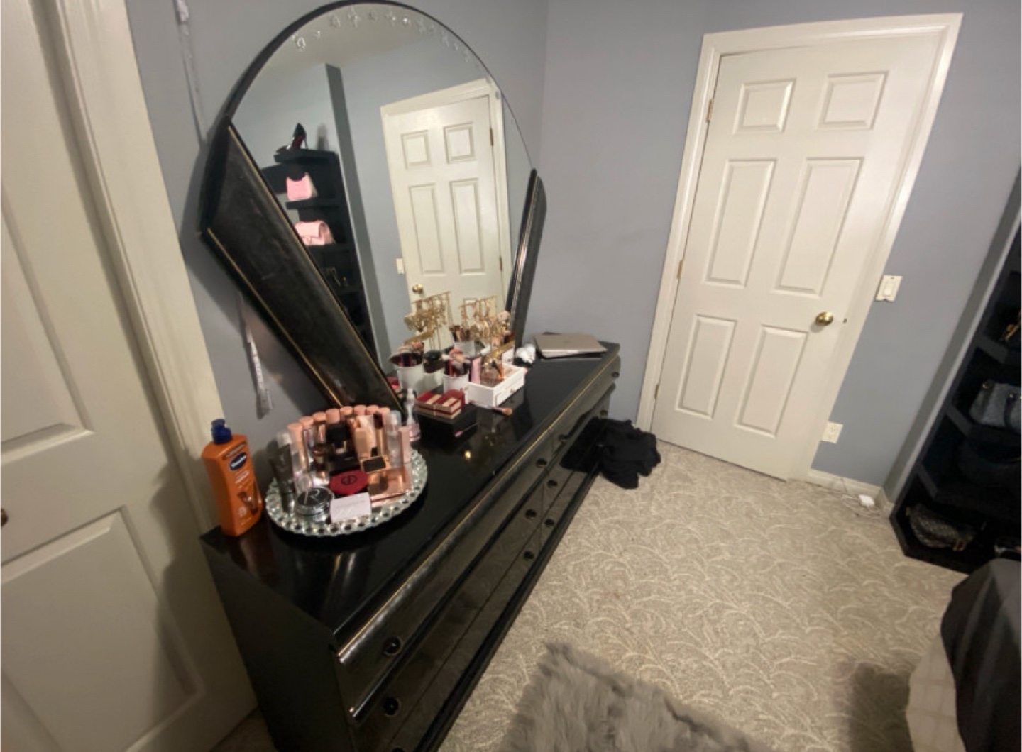 Vintage Black Vanity Set with Mirror
