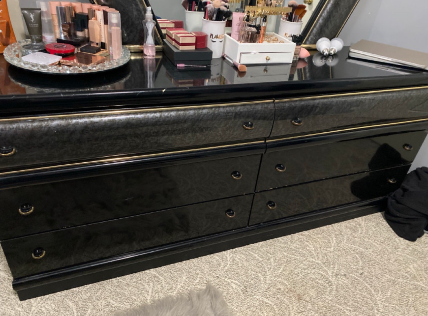 Vintage Black Vanity Set with Mirror - photo 2
