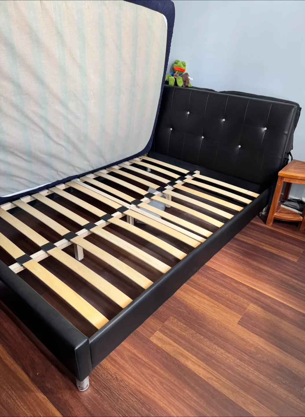 Full Size Black Leather Bed Frame with headboard thumbnail