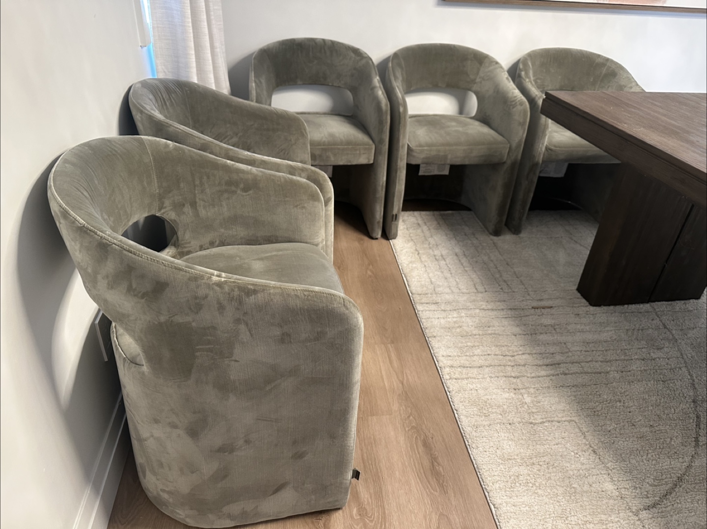 Five Tove Concepts’ Rhea Dining Chairs - Olive Green Velvet - photo 2