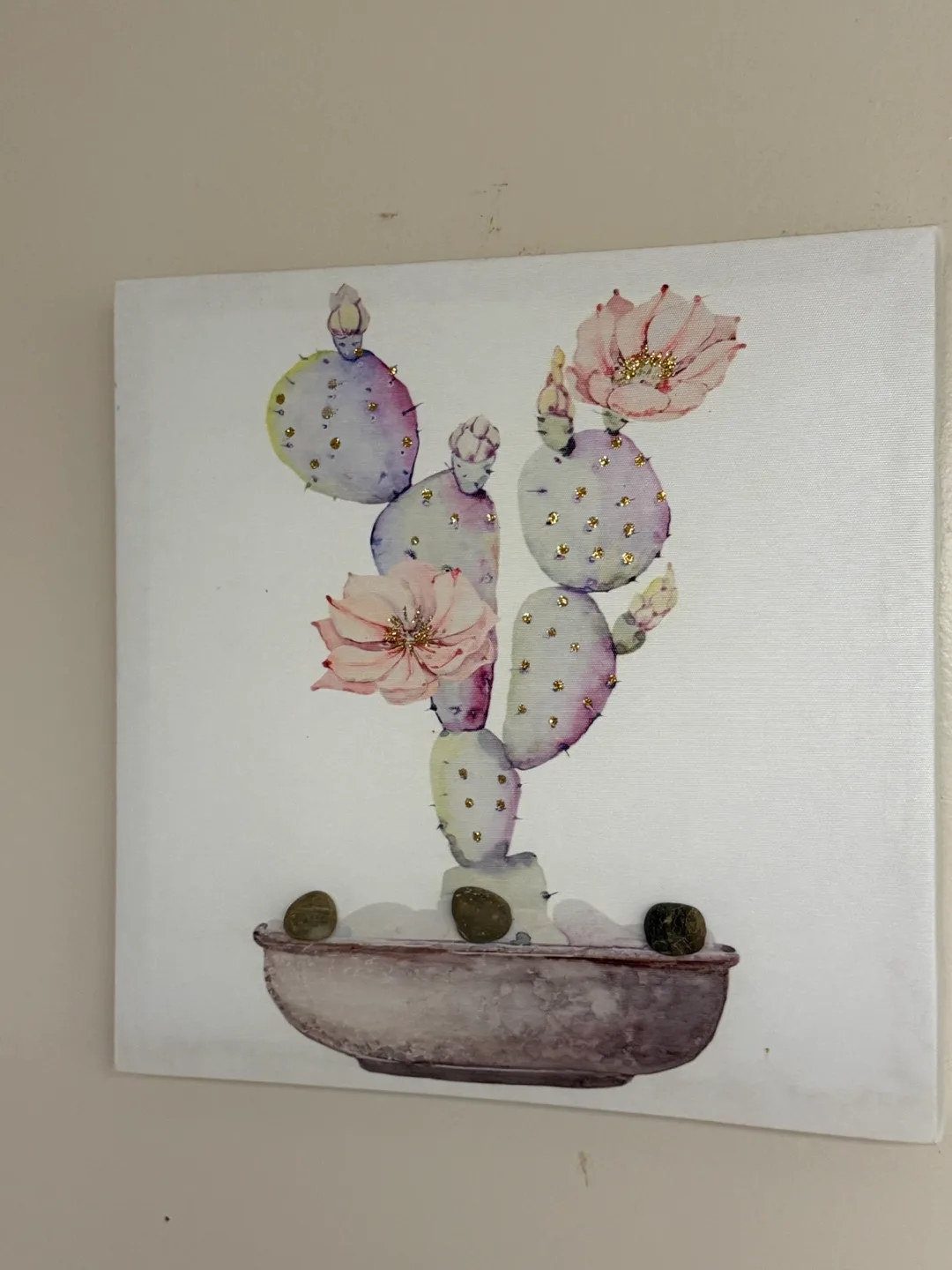 Set of Two Watercolor Cactus Canvas Wall Art thumbnail