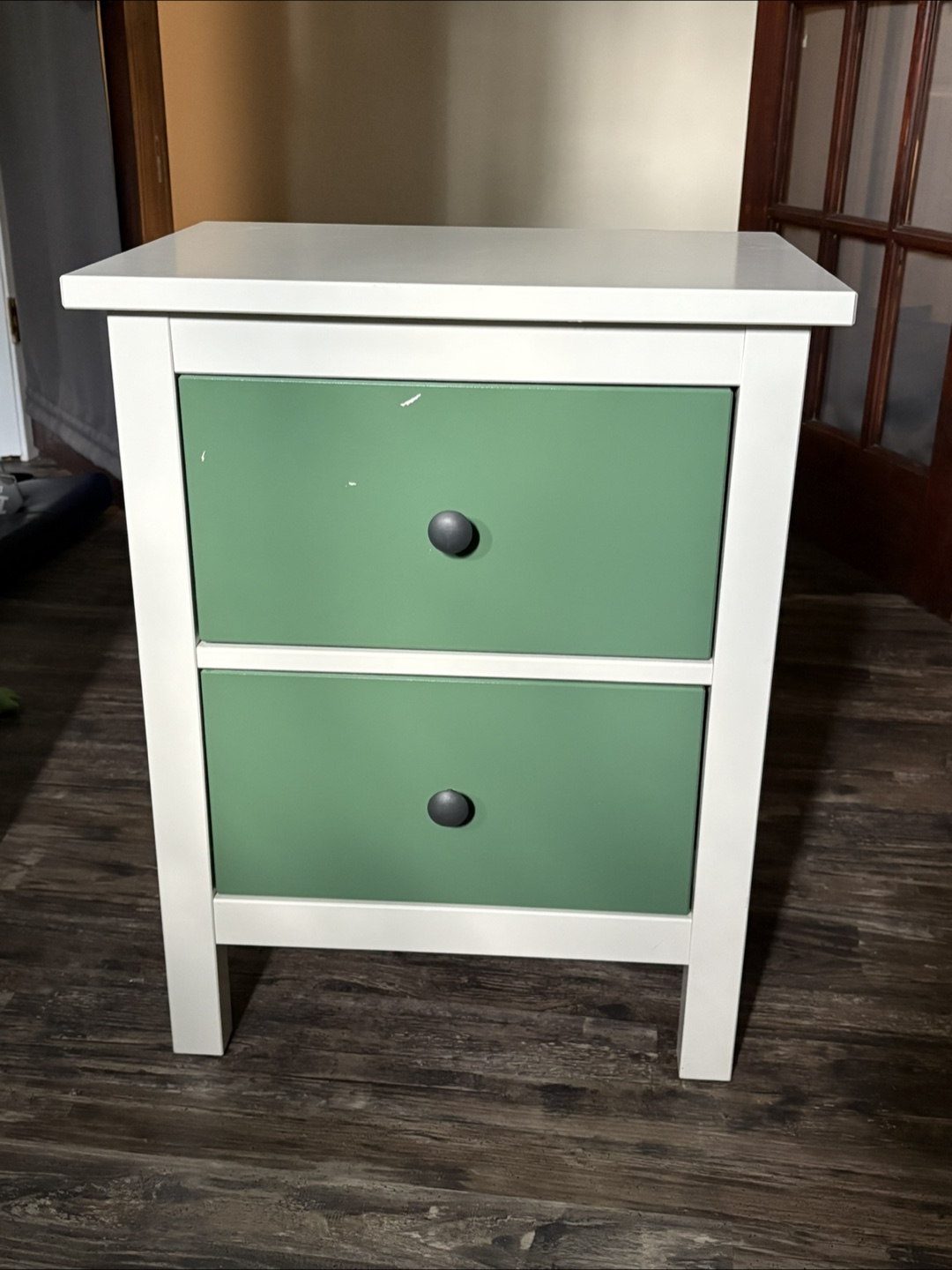 IKEA Hemnes Two-Drawer Nightstand - White and Green