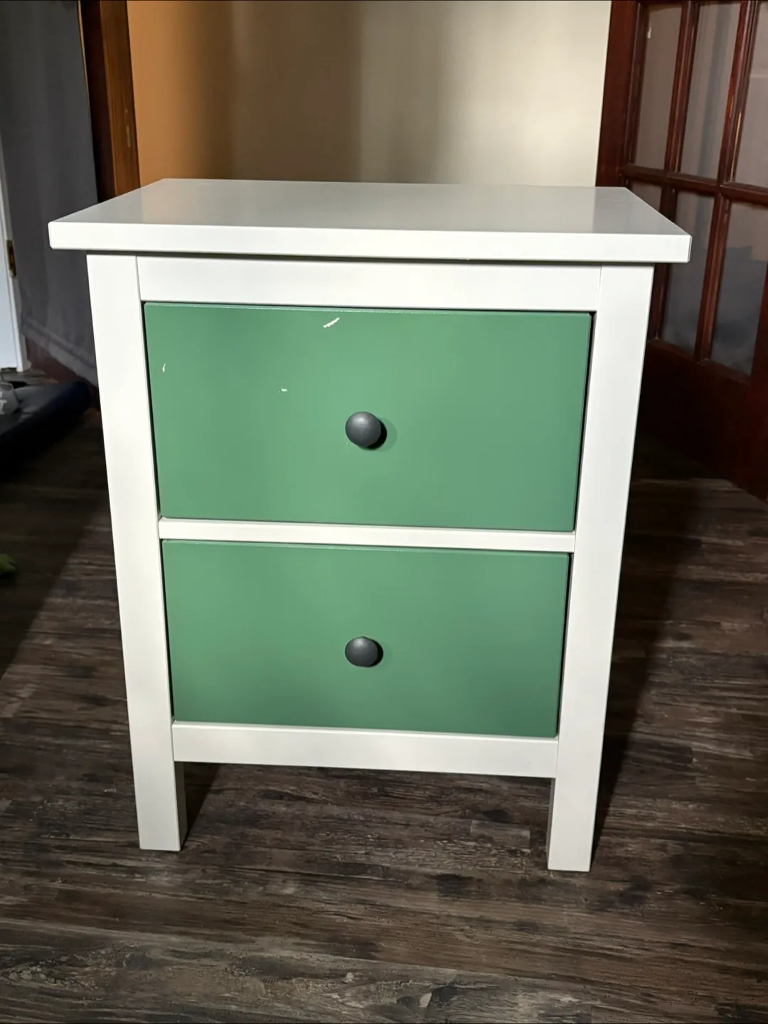 IKEA Hemnes Two-Drawer Nightstand - White and Green thumbnail