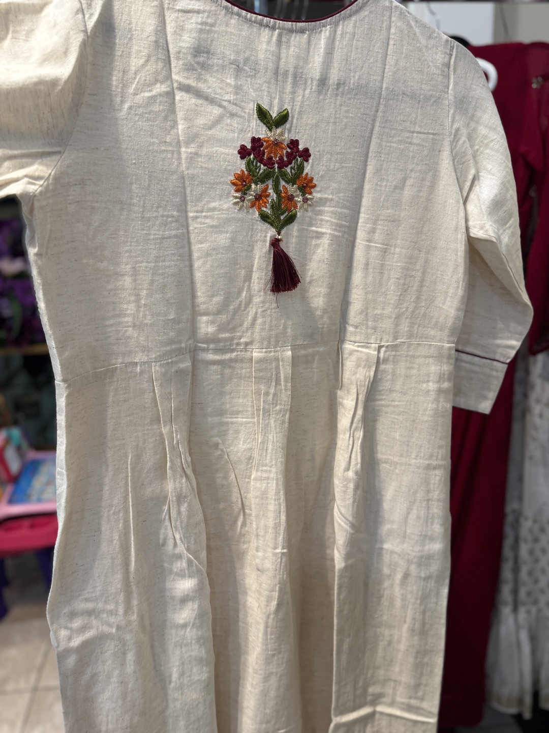Off-white embroidered kurta and palazzo set - photo 2