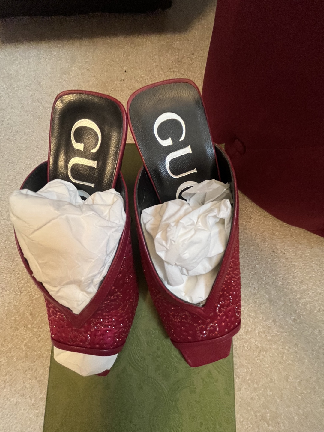 Gucci Embellished Red Mules - photo 3