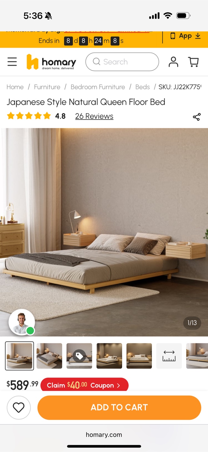 Japanese Style Platform Bed Frame