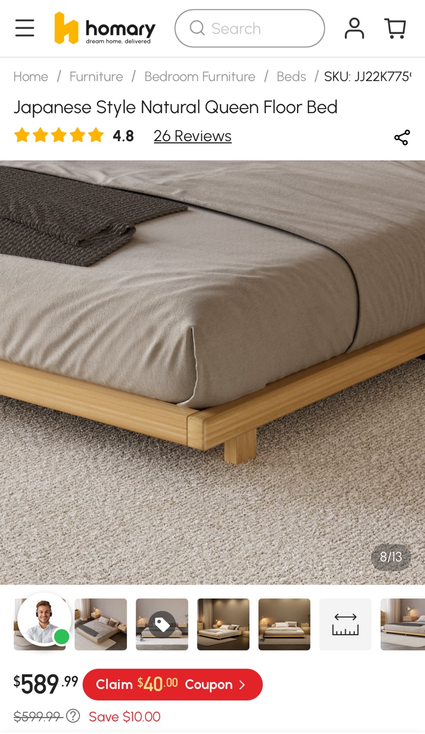 Japanese Style Platform Bed Frame - photo 2