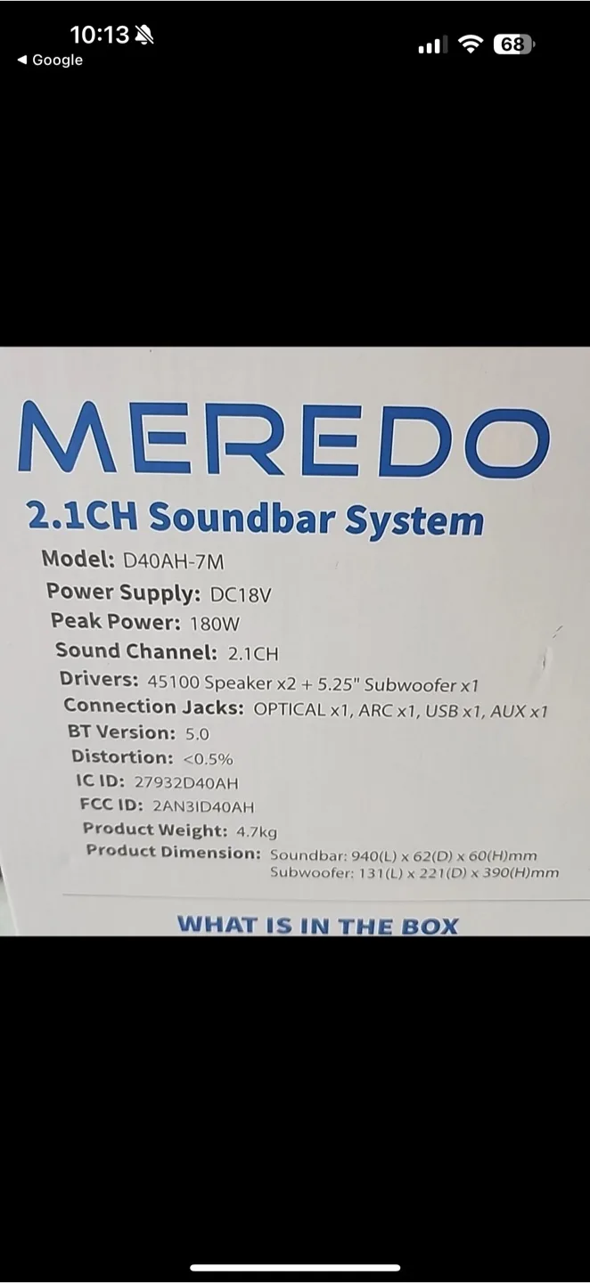 MEREDO D40AH-7M 2.1CH Soundbar System with Subwoofer image indicator(7)