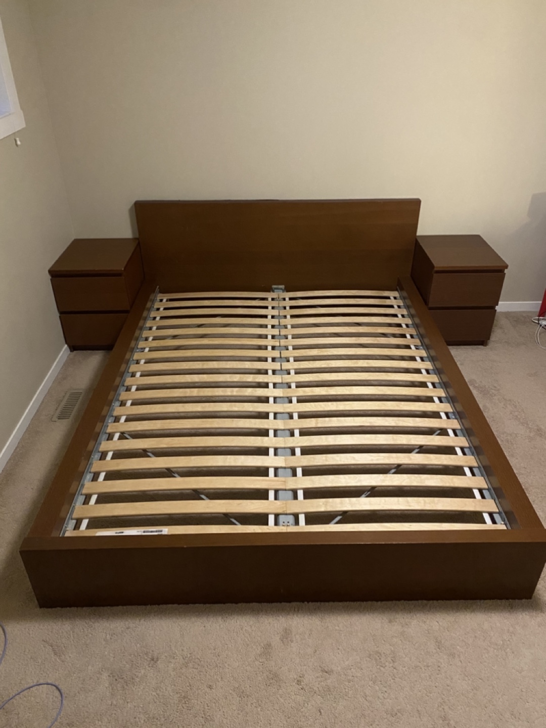 IKEA MALM Queen Size Bed Frame with 2 Night stands