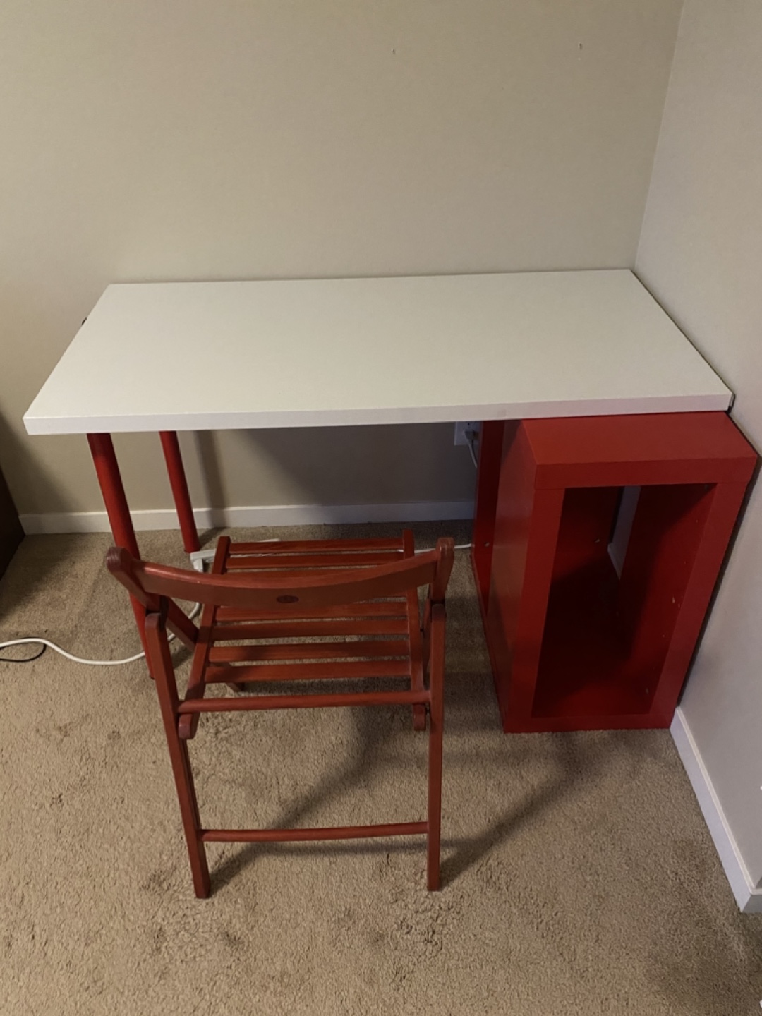 Free Ikea Red and White Desk with Chair