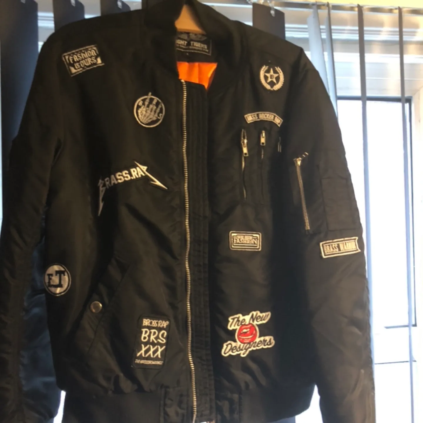 Black Bomber Jacket with Patches thumbnail