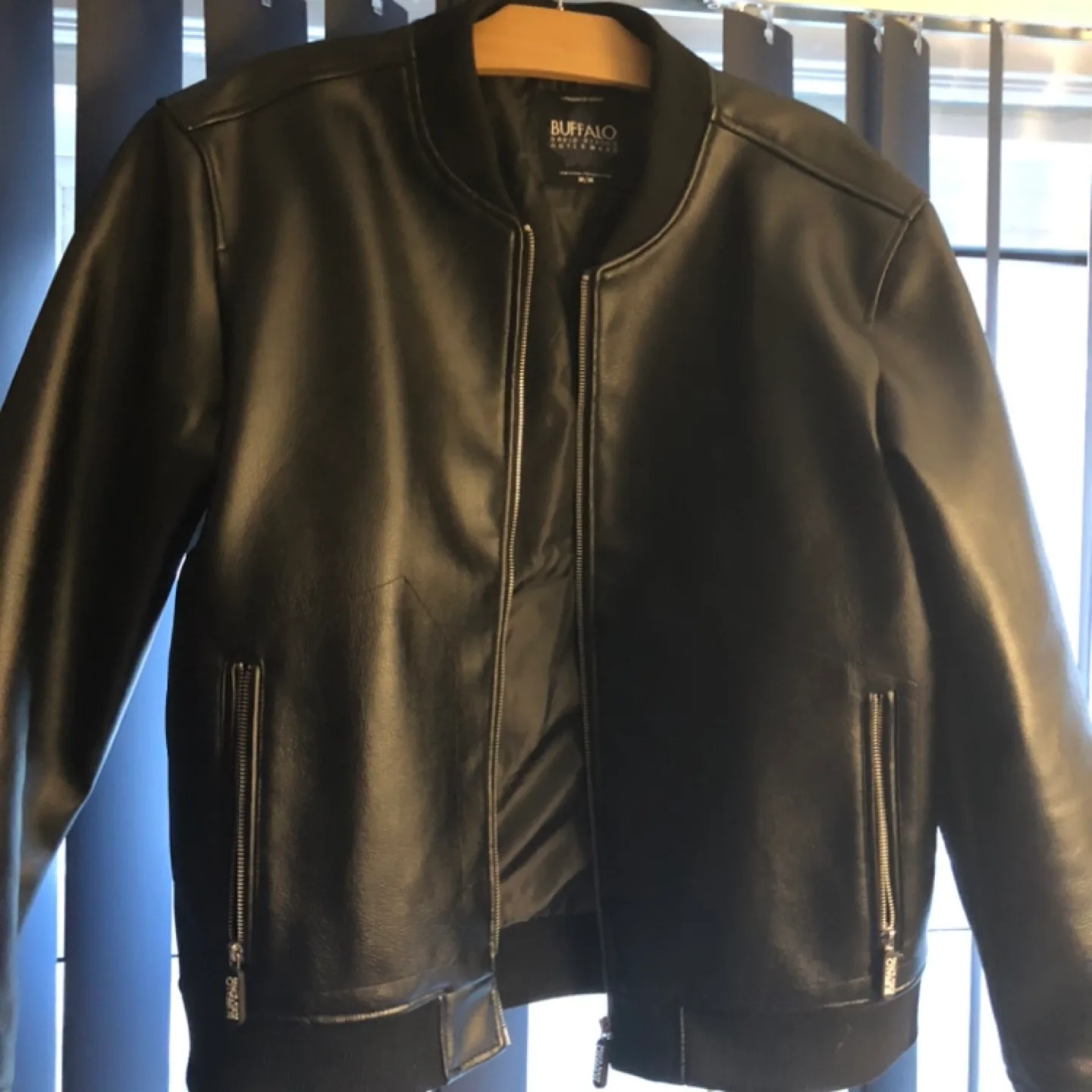 Buffalo David Bitton Men's Black Leather Bomber Jacket thumbnail