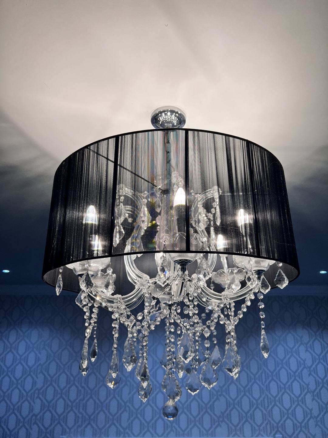 Elegant Crystal Chandelier with Black Shade - photo 5