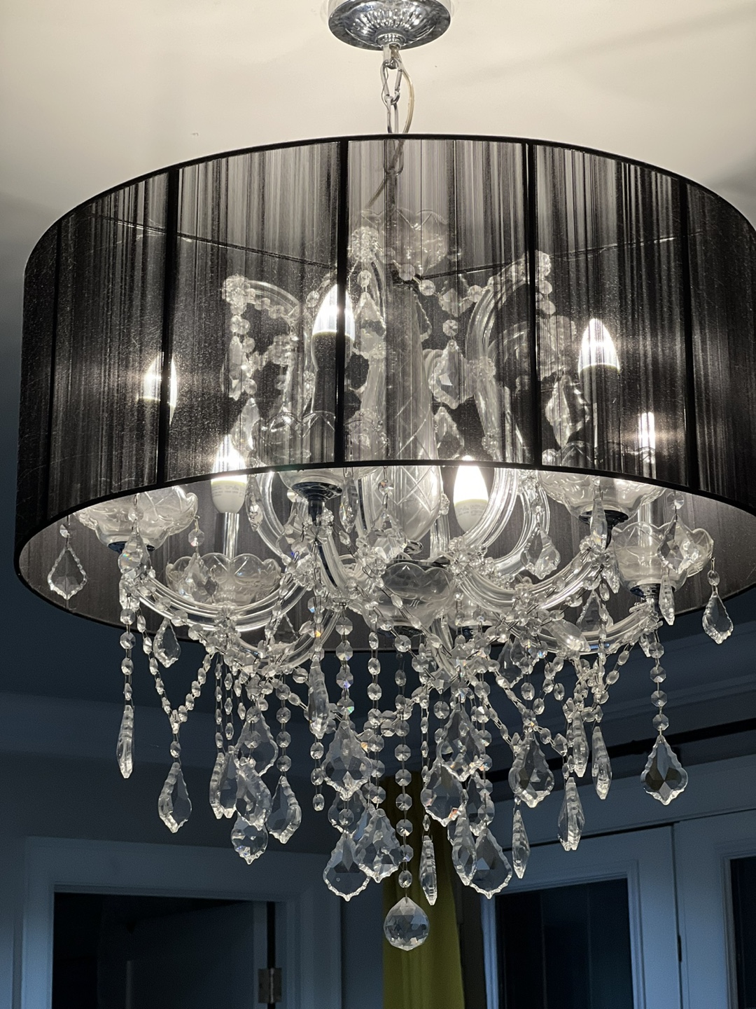 Elegant Crystal Chandelier with Black Shade - photo 3
