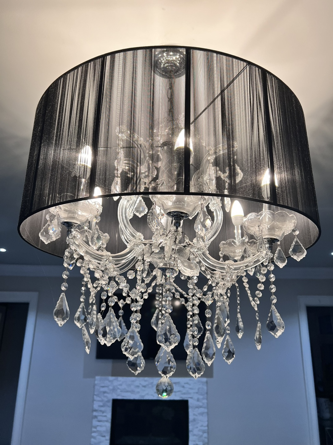 Elegant Crystal Chandelier with Black Shade - photo 4