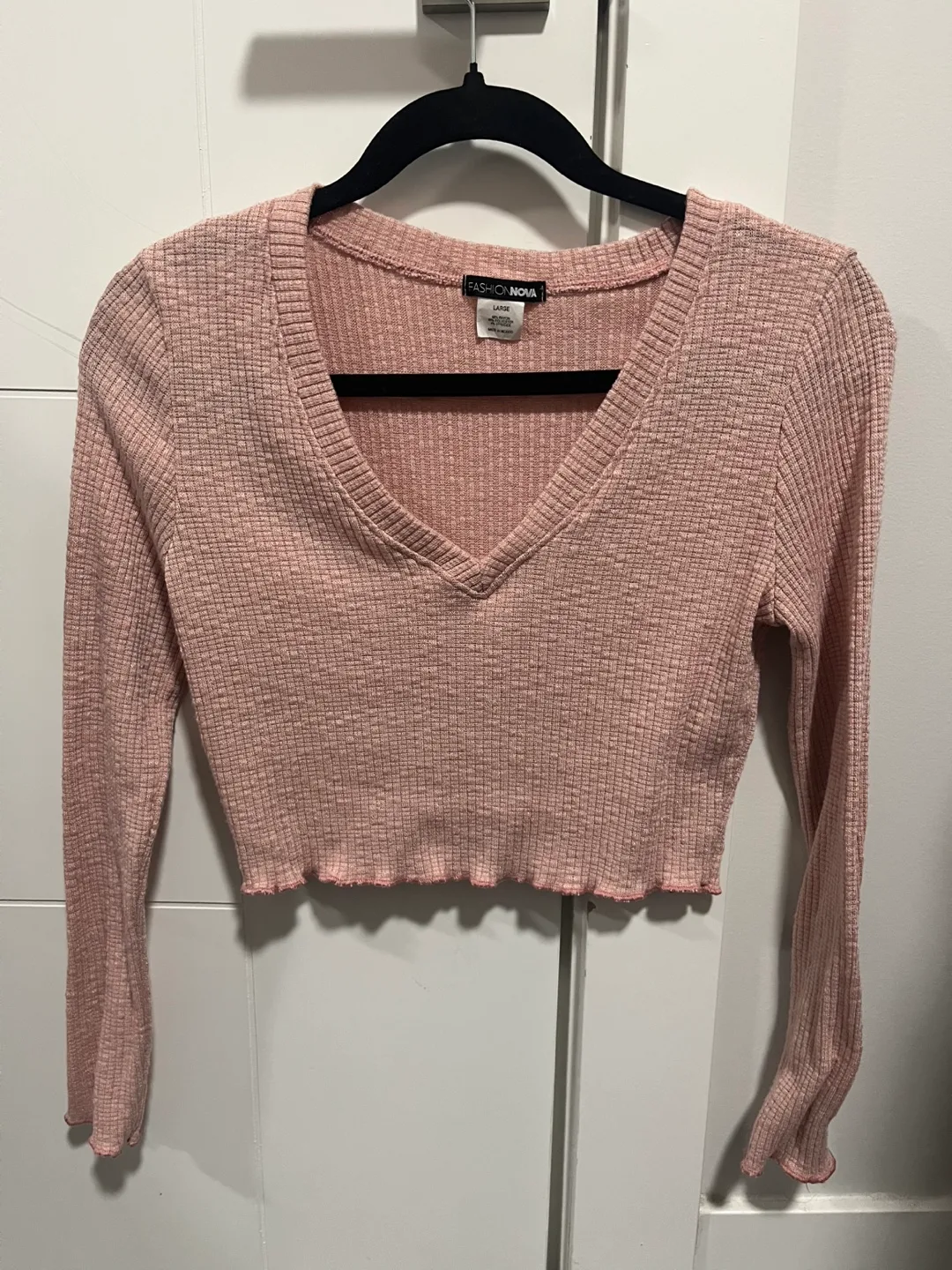 Fashion Nova Pink Ribbed Crop Top thumbnail