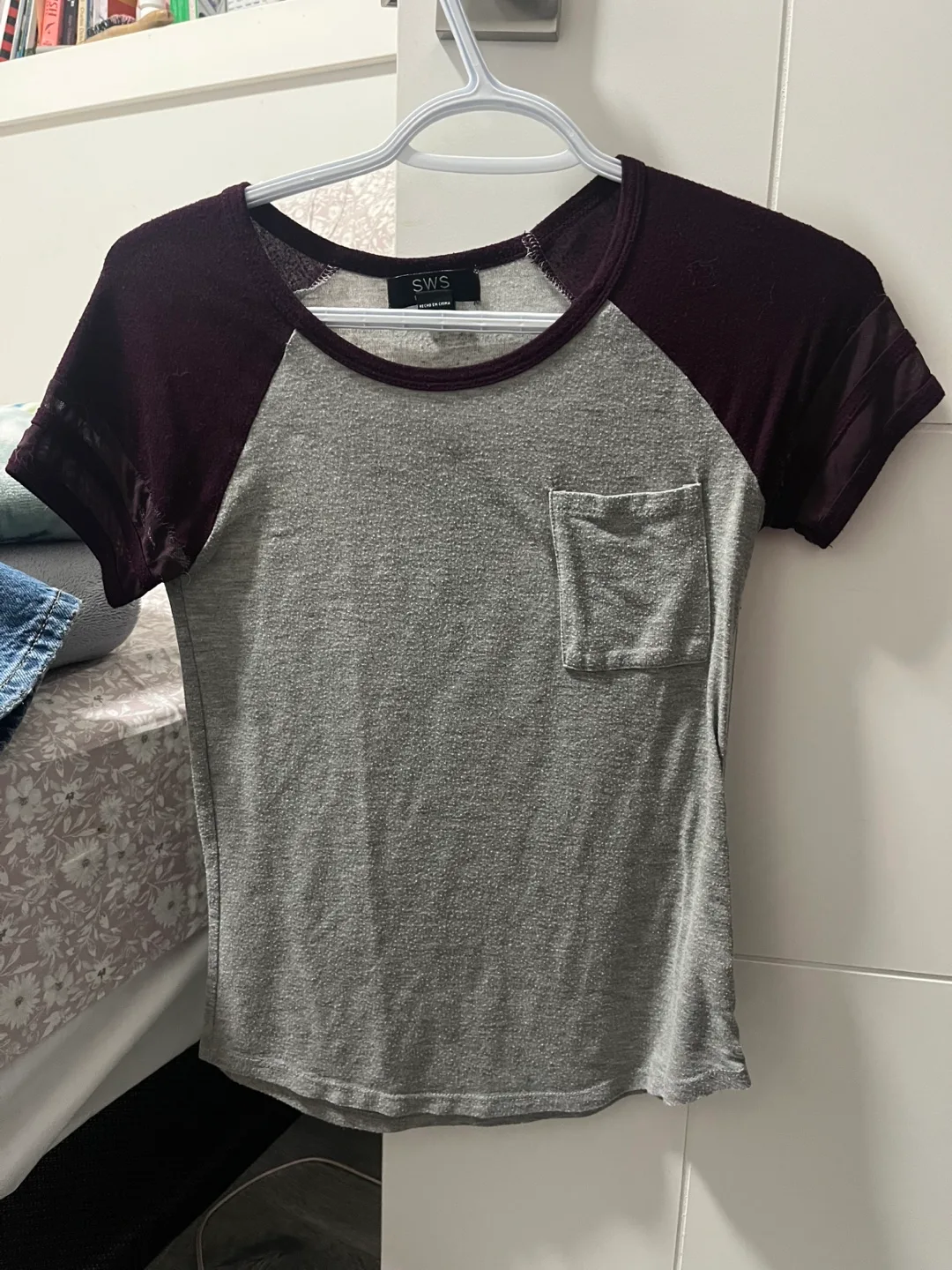 Grey and Burgundy Tee thumbnail