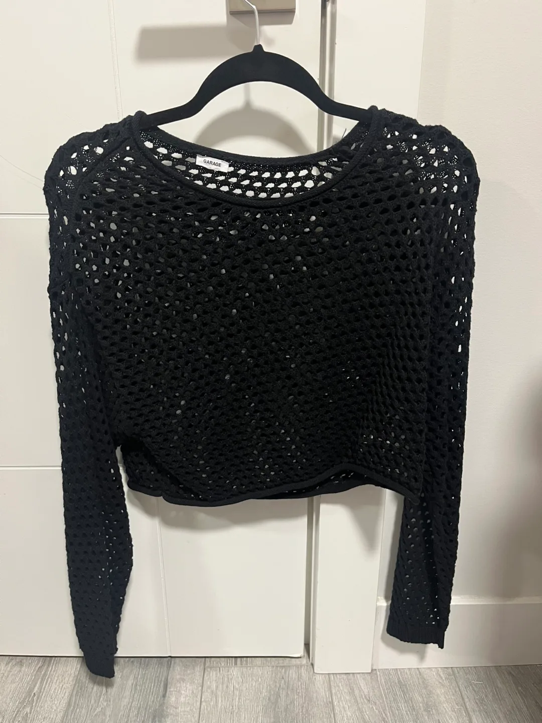 Black Knitted Mesh Crop Top thumbnail