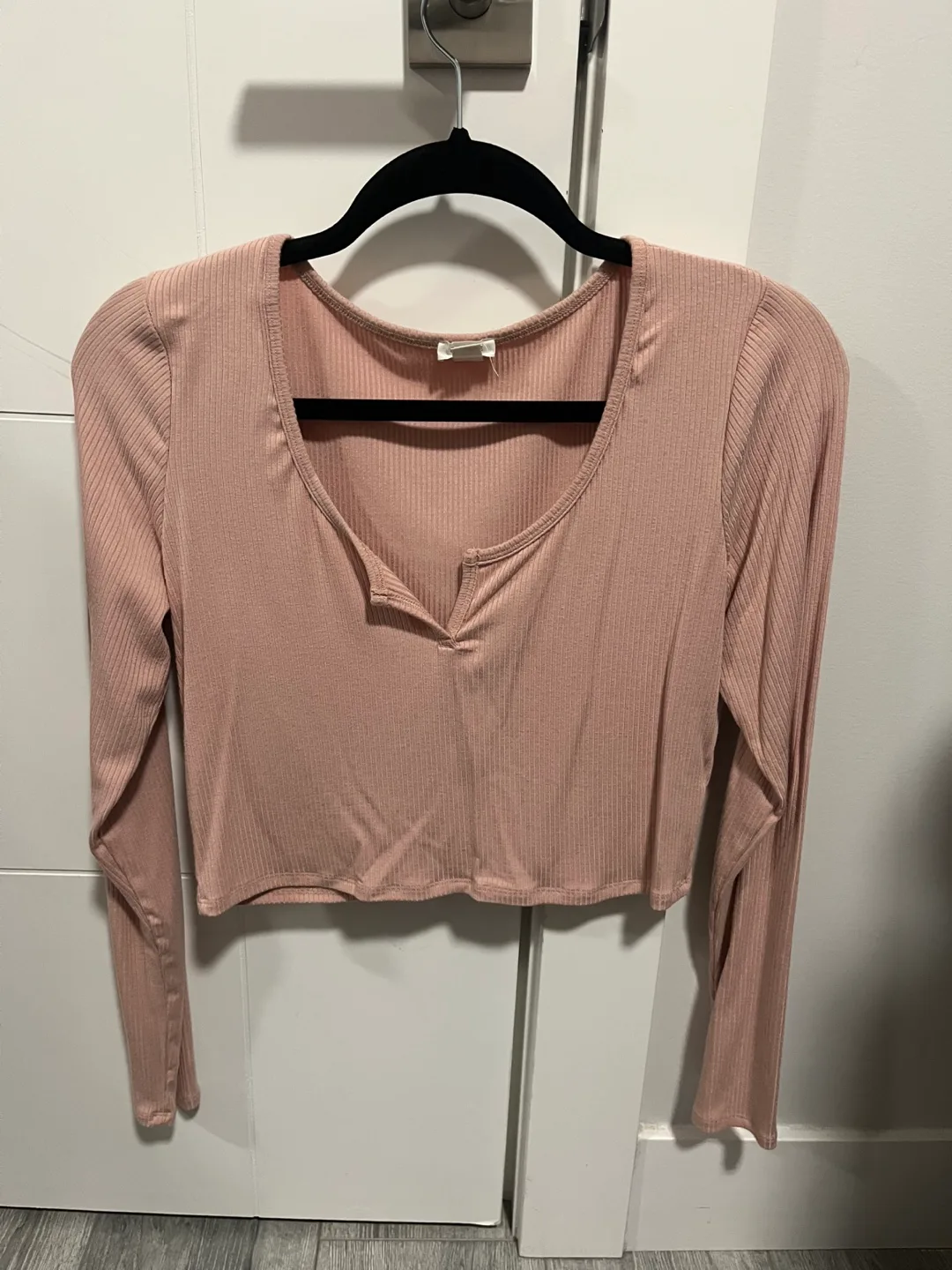 Garage Pink Ribbed Crop Top thumbnail