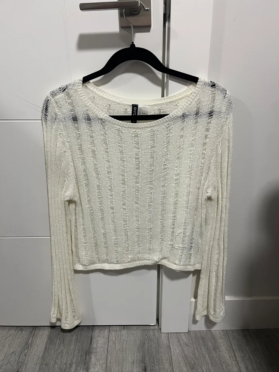 Cream-coloured Knitted Bell Sleeve Sweater thumbnail
