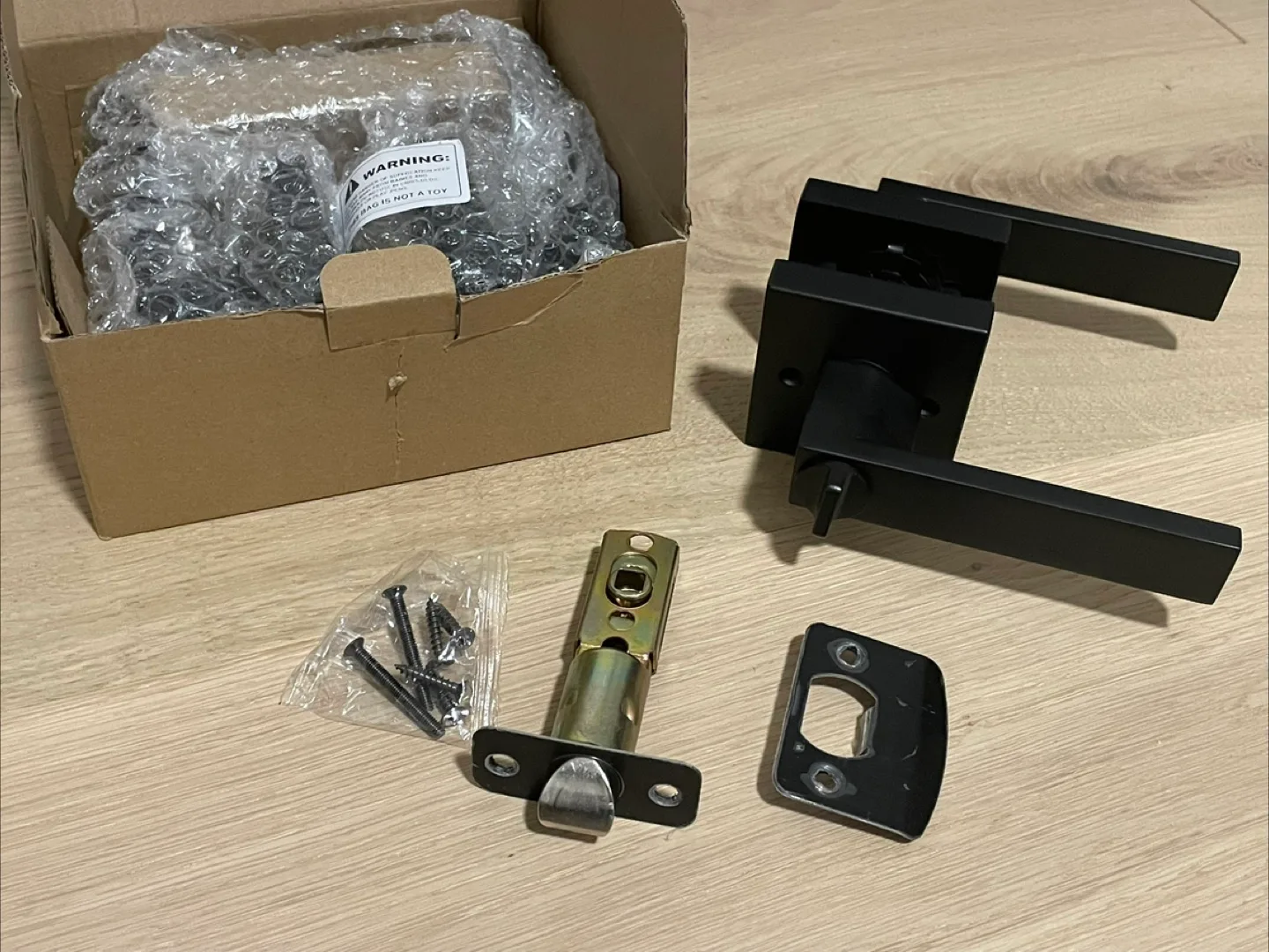 Keyless Matte Black Door Handle Interior Privacy Door Lock. New! image indicator(4)