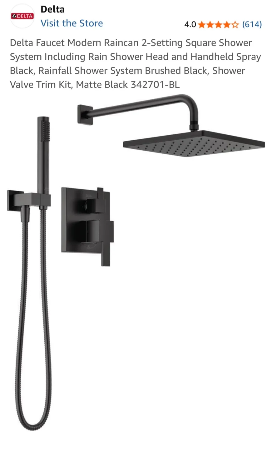 DELTA Complete Shower System. Matte Black. New. image indicator(9)