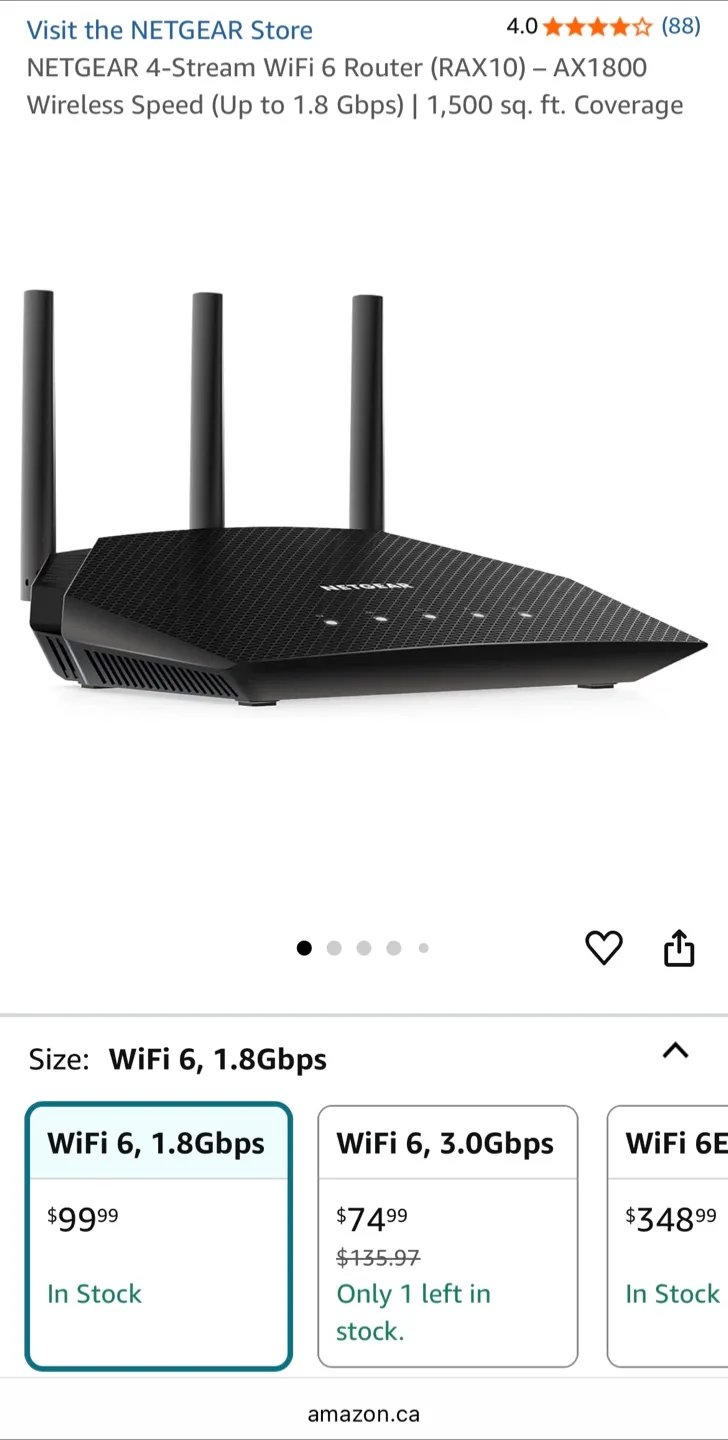 NETGEAR 4-Stream WiFi 6 Router (RAX10) AX1800 1,500 Sq. Ft. New! image indicator(5)